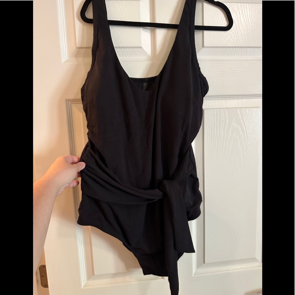 ASOS Curve Black Tie Front Swimsuit